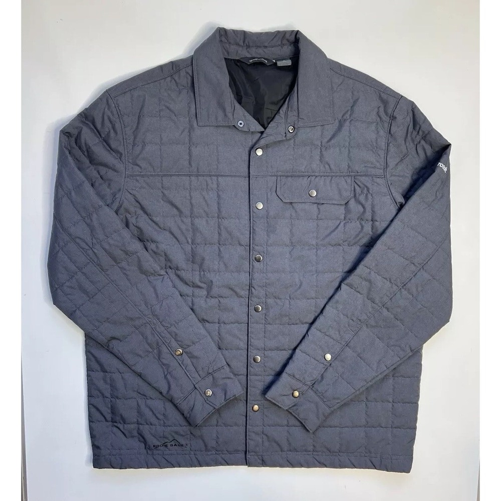 Eddie Bauer Shirt Jac Gray Quilted Microsoft EB502 / Men's XL